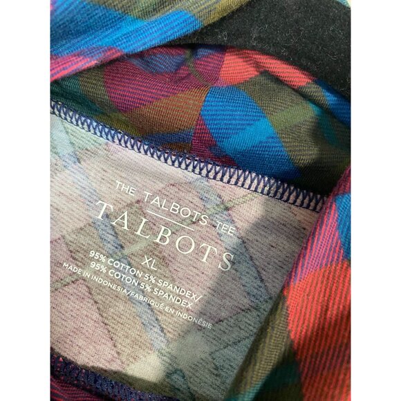 Talbots Womens Plaid Long Sleeve Turtleneck Tee Top Size XL Holiday CJ. Jill Flo - Picture 3 of 13